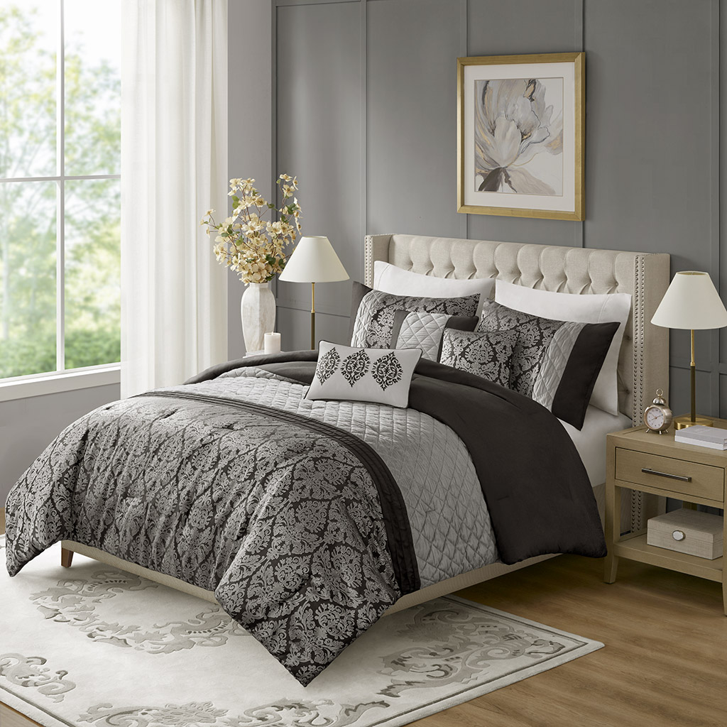 Madison Park Lily 6 Piece Jacquard Comforter Set with Throw