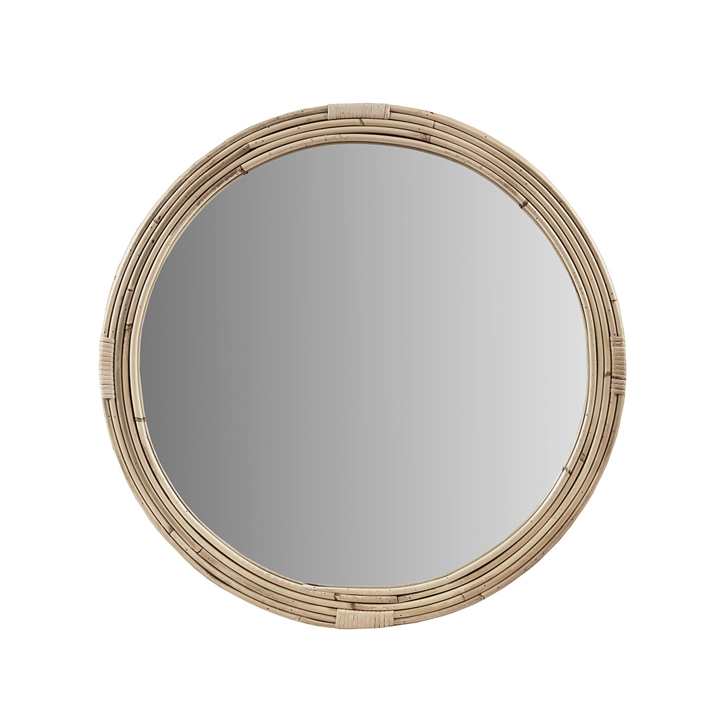 Martha Stewart Luna Natural Rattan Round Wall Mirror