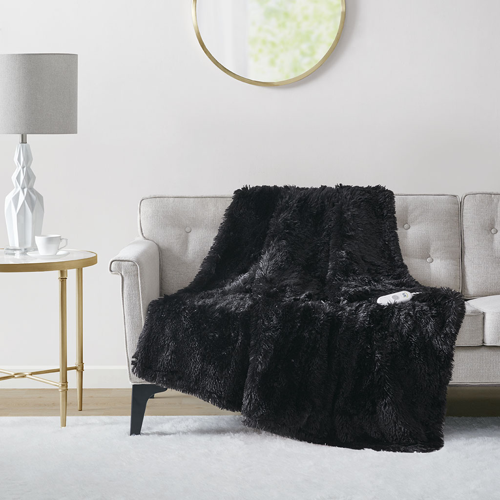 Serta Malea Shaggy Faux Fur Heated Throw | Designer Living