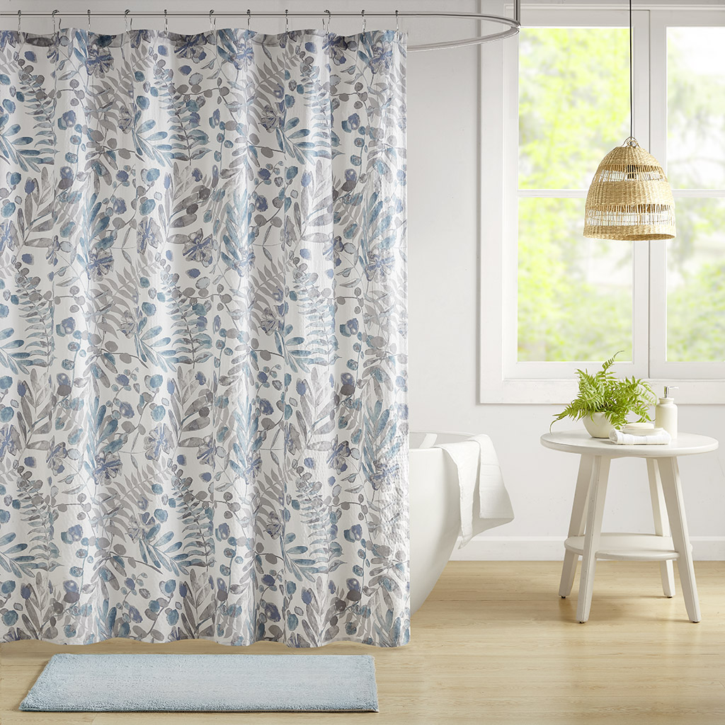 Madison Park Bonnie Printed Seerer Shower Curtain Designer Living
