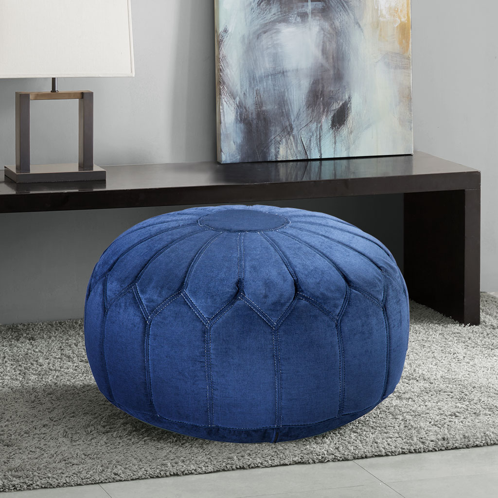 MPW Plaza® Velvet Square Pouf Blue Sapphire 15 x 18 Topshelf Velvet  (Stuffed)