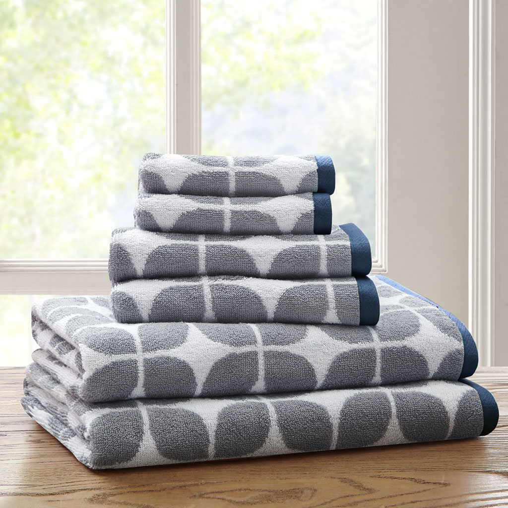 Madison Park Signature Parker Textured Solid Stripe 600GSM Cotton Bath Towel  6PC Set