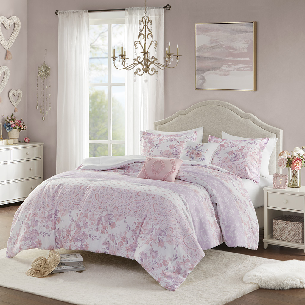 Intelligent Design Comforter 5 pc Set - Floral Design - Queen - discount Olivia Pink